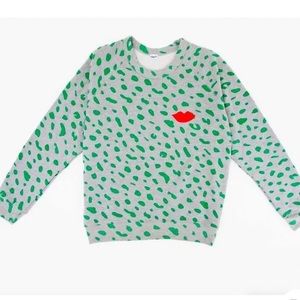 Clare V Jaguar w/lips light grey and green in small